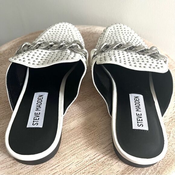 Steve Madden Keller Mules in White and Silver Chain Detail, Size 8.5 NWOB - Picture 10 of 12